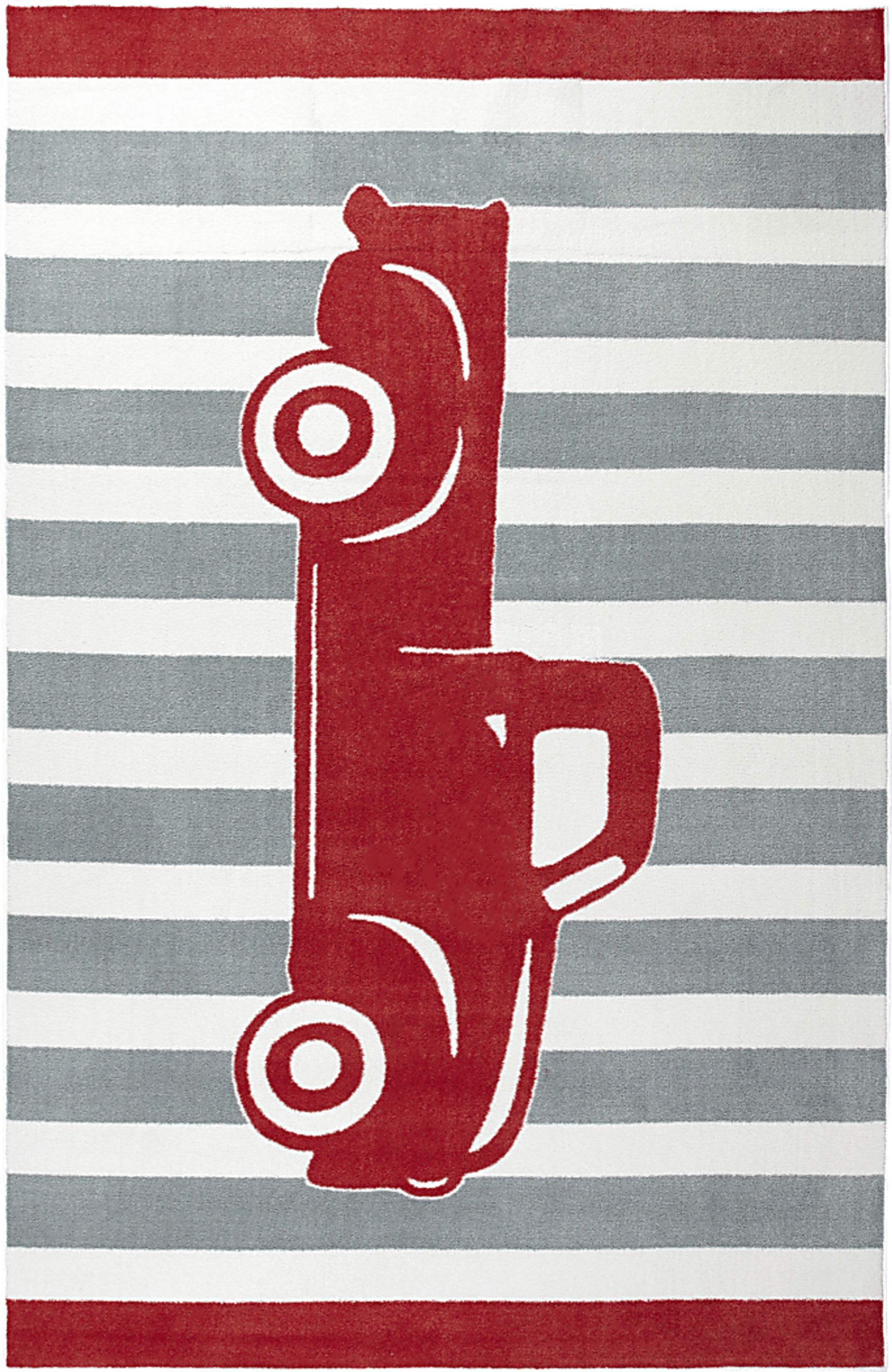 Kids Truck Way Crimson 5' x 8' Rug - Image 1