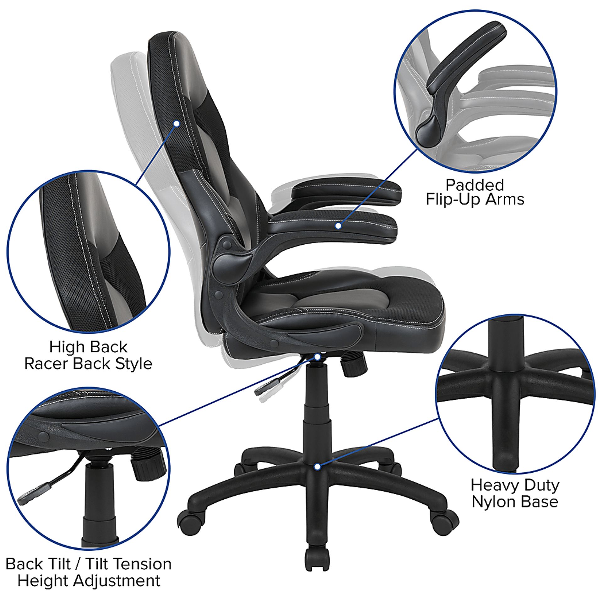 Kids Turole Red/Black Gaming Desk and Chair Set - Image 8