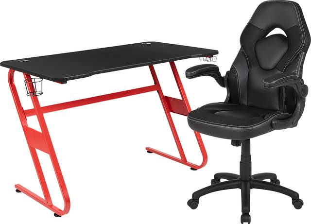 Kids Turole Red/Black Gaming Desk and Chair Set - Thumbnail - Image 1