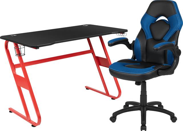 Kids Turole Red/Blue Gaming Desk and Chair Set - Thumbnail - Image 1