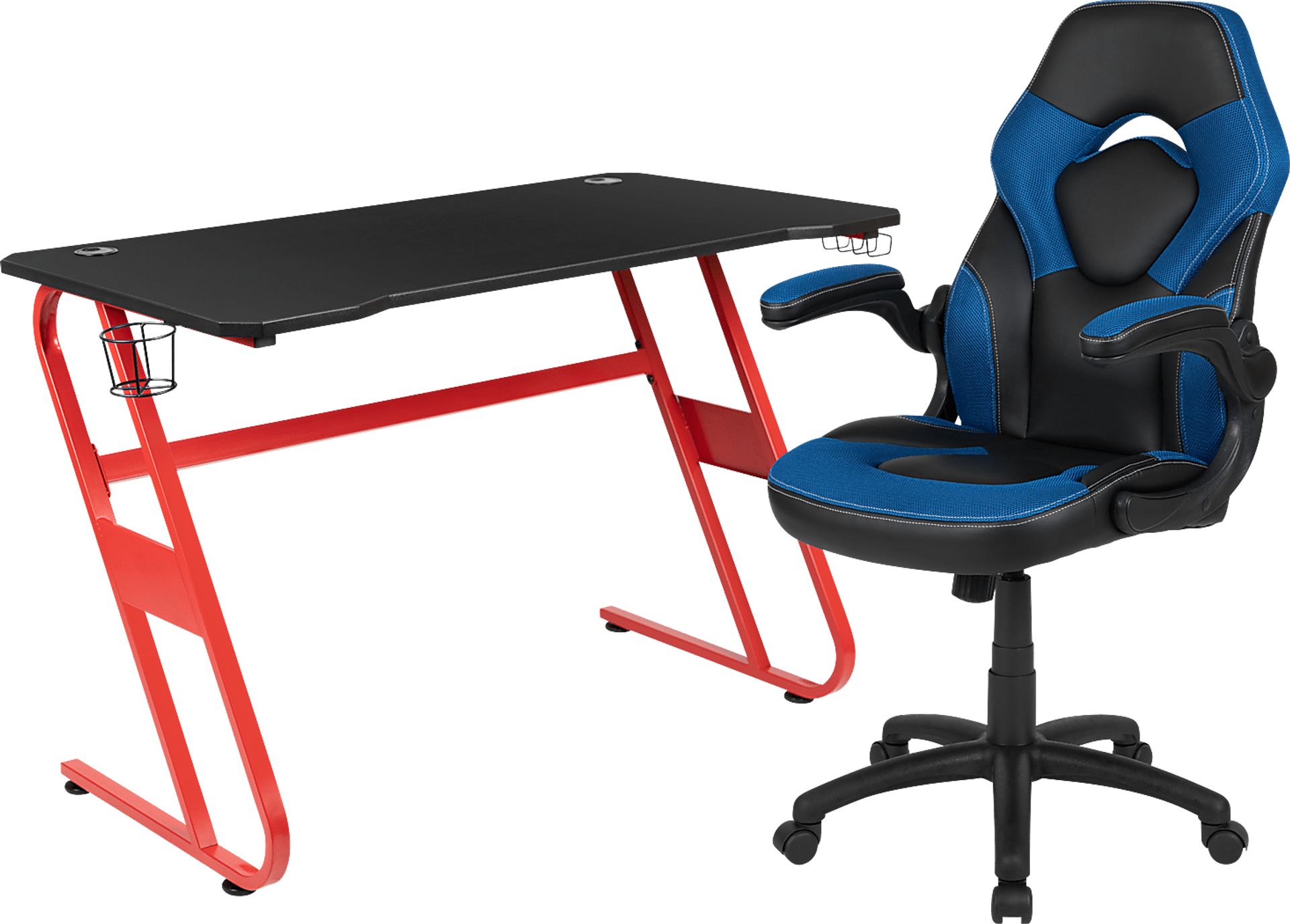 Kids Turole Red/Blue Gaming Desk and Chair Set - Image 1