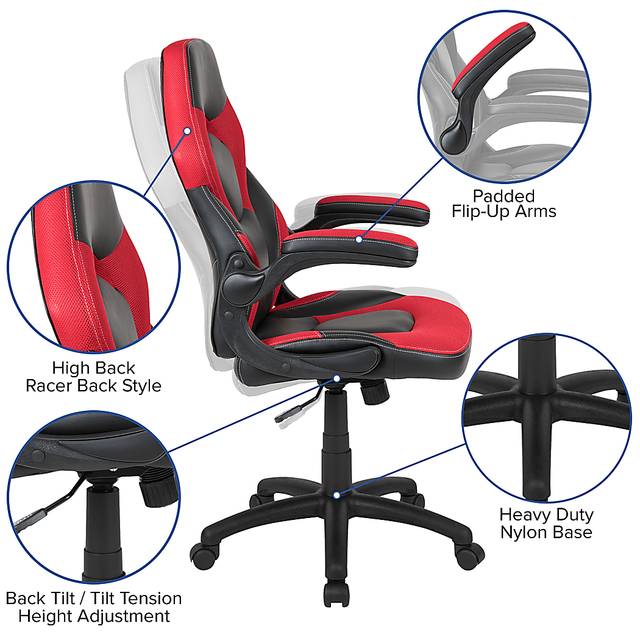 Kids Turole Red Gaming Desk and Chair Set - Thumbnail - Image 8