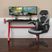 Kids Turole Red/Gray Gaming Desk and Chair Set