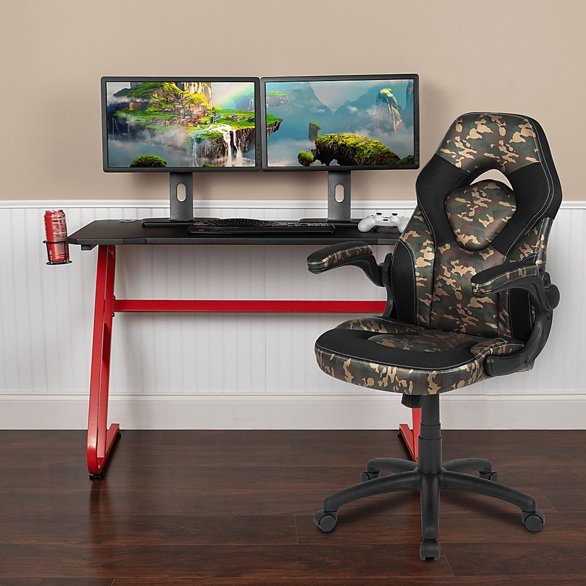 Kids Turole Red/Green Gaming Desk and Chair Set