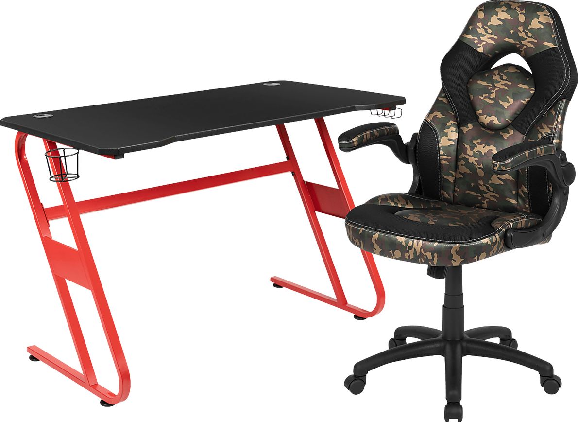 Kids Turole Red/Green Gaming Desk and Chair Set