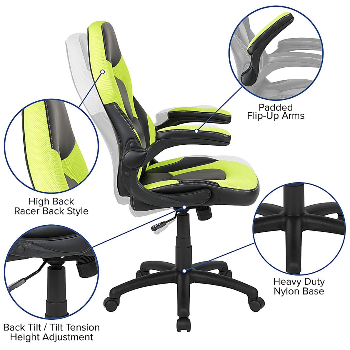 Kids Turole Red/Lime Gaming Desk and Chair Set