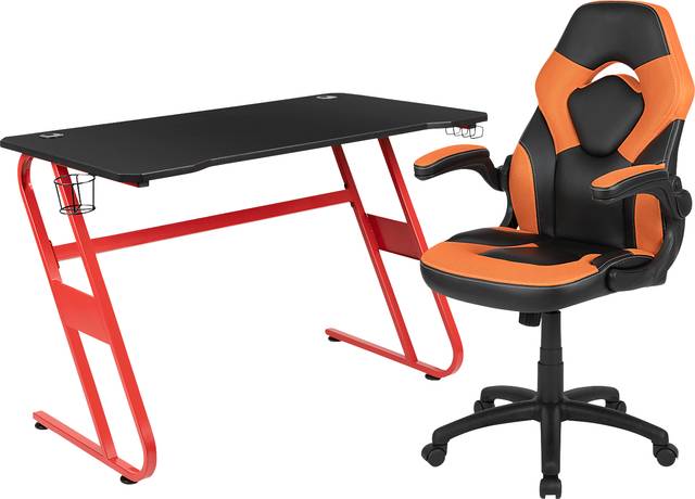 Kids Turole Red/Orange Gaming Desk and Chair Set - Thumbnail - Image 1