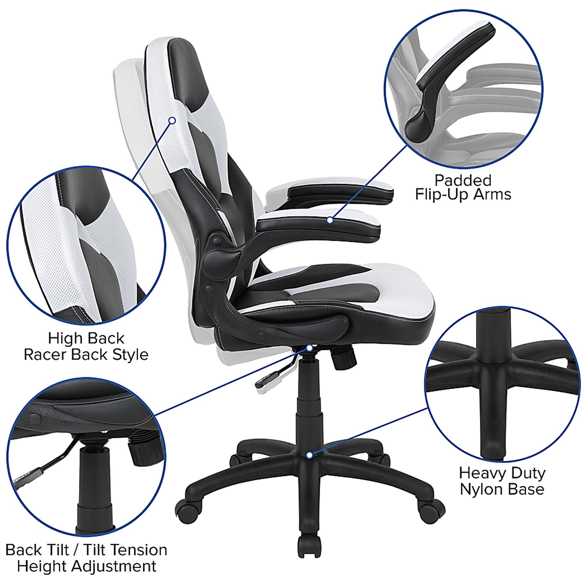 Kids Turole Red/White Gaming Desk and Chair Set - Image 4