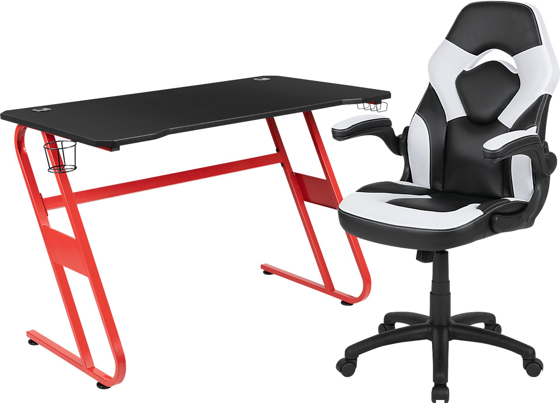 Kids Turole Red/White Gaming Desk and Chair Set - Image 1