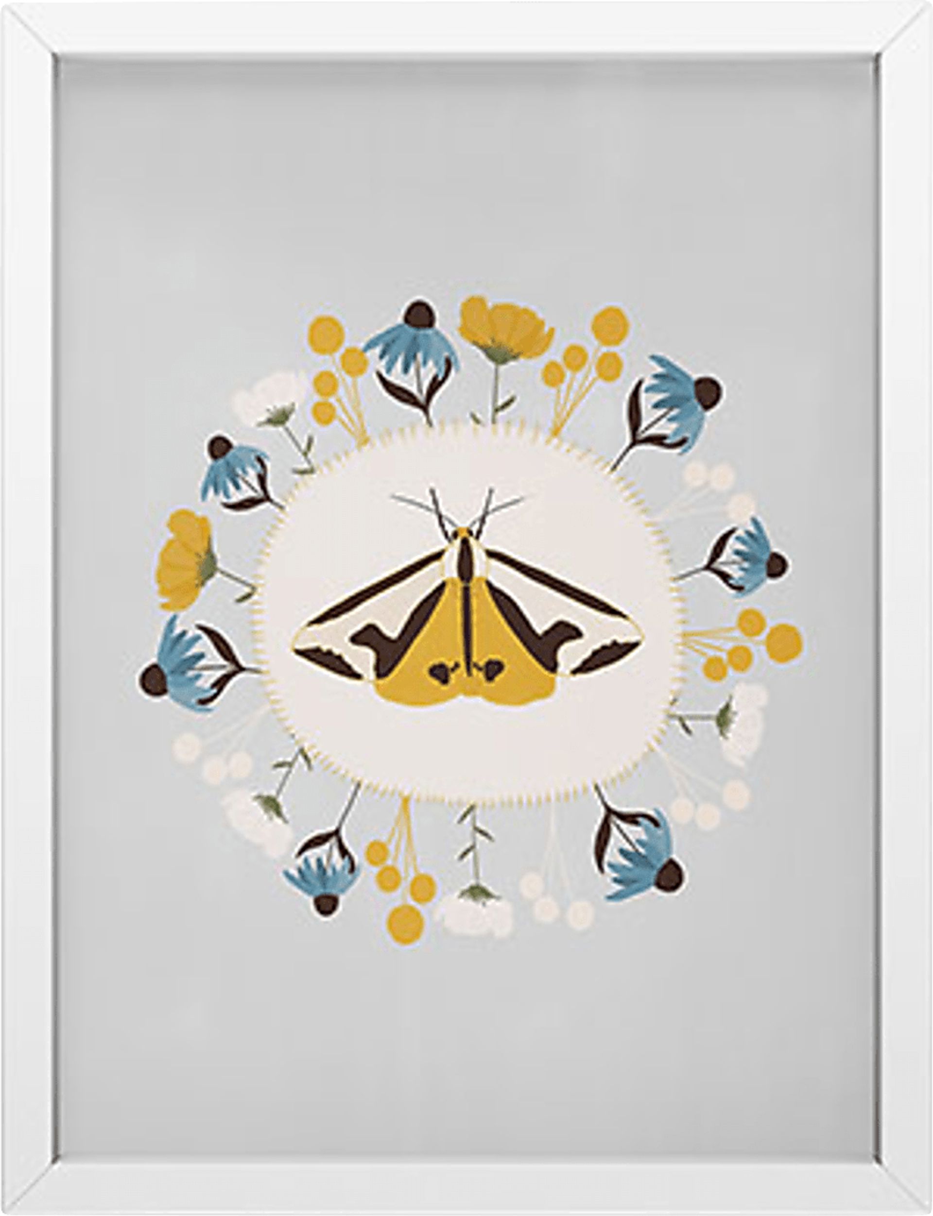 Kids Twigs And Flowers White Mini Framed Art - Image 1