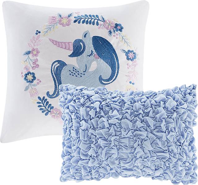 Kids Unicorn Clouds Blue Full Comforter Set - Thumbnail - Image 4