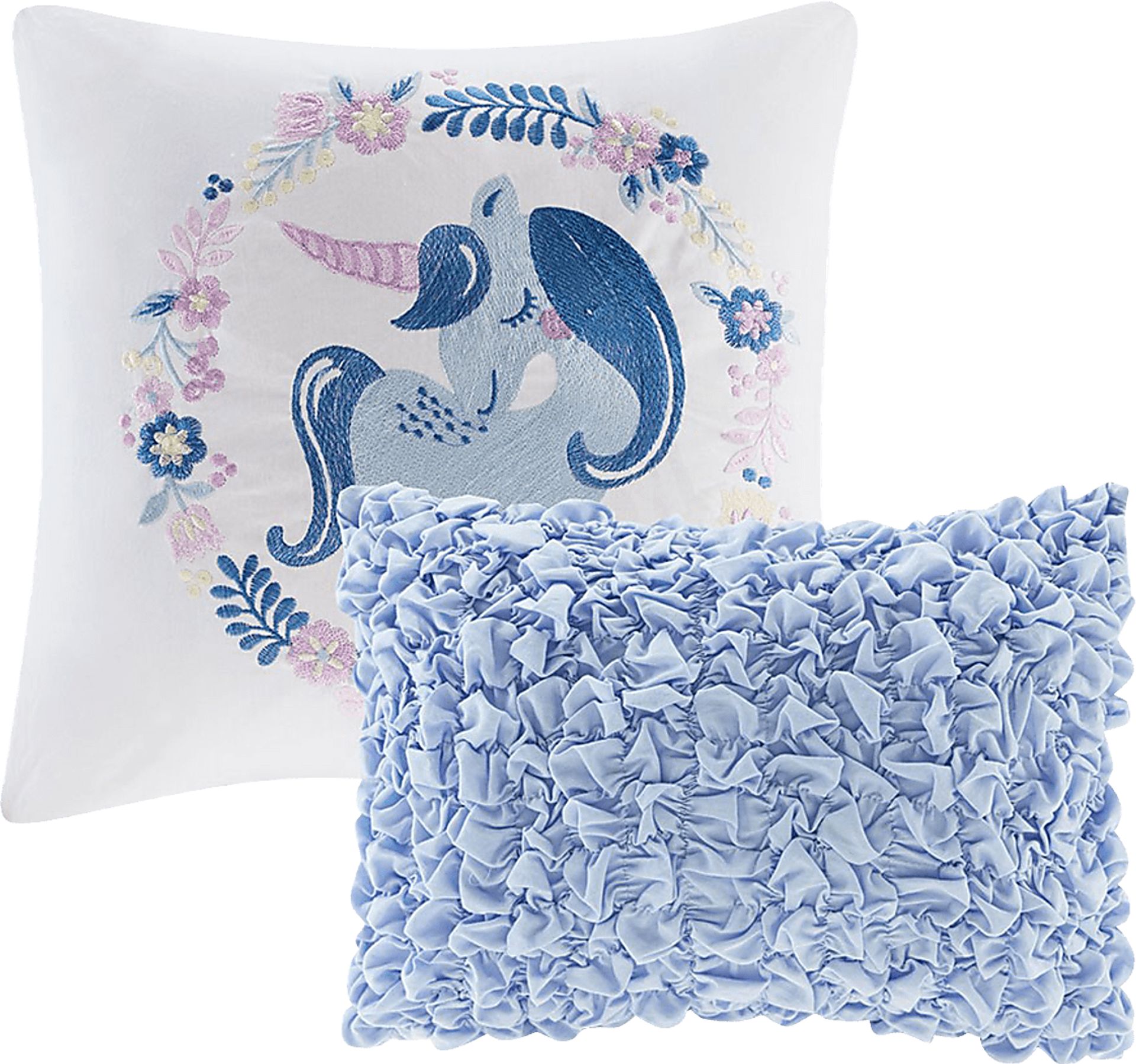 Kids Unicorn Clouds Blue Full Comforter Set - Image 4