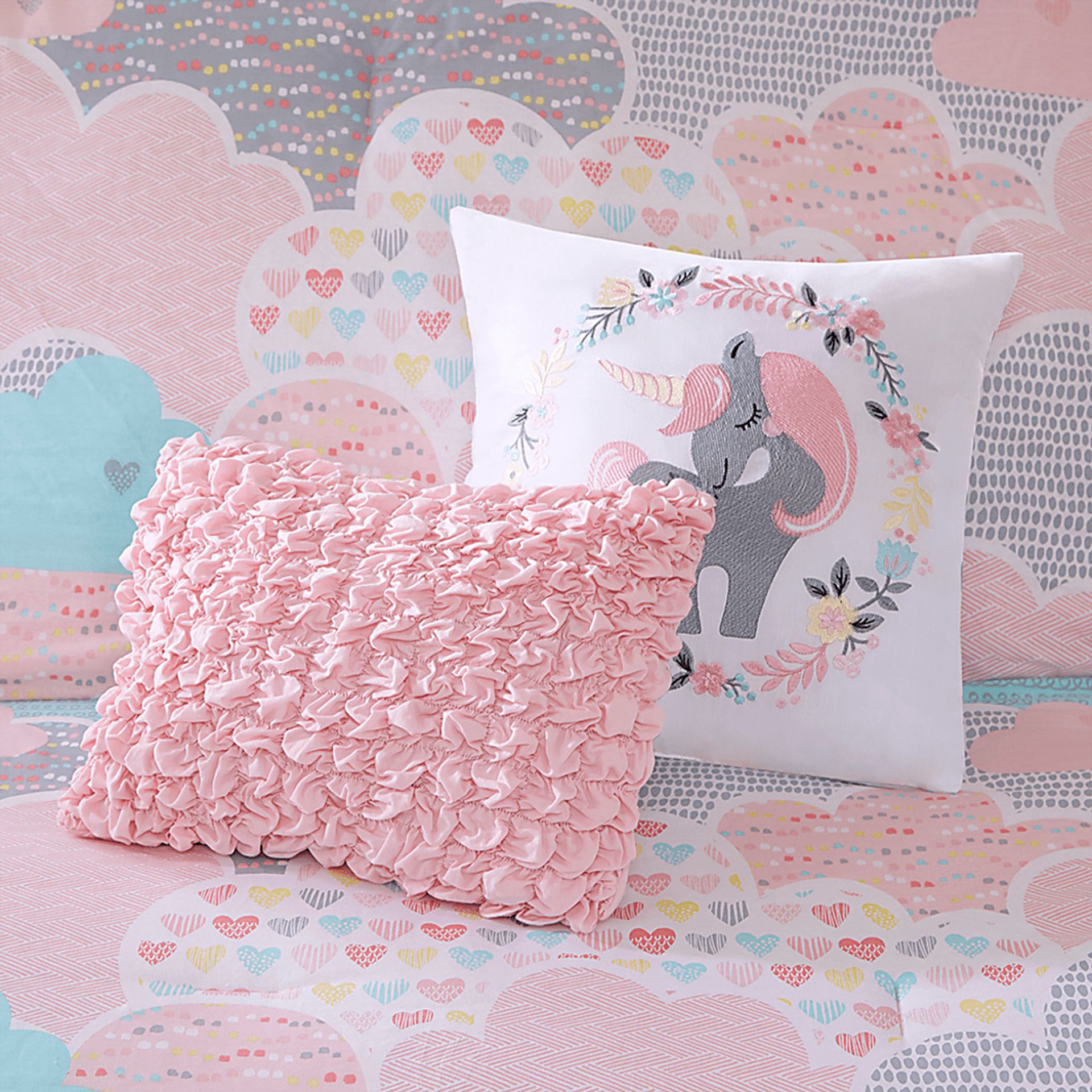 Kids Unicorn Clouds Pink Full/Queen Comforter Set - Image 5