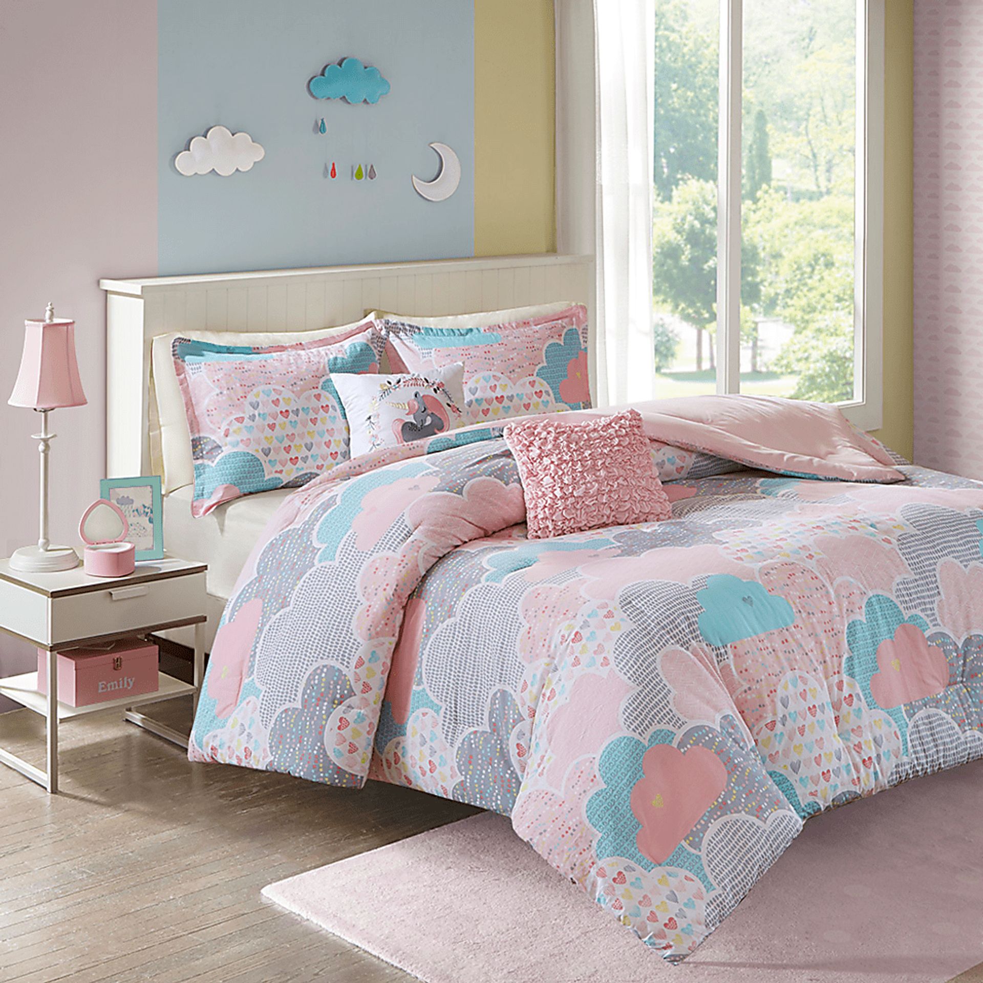 Kids Unicorn Clouds Pink Full/Queen Comforter Set - Image 6