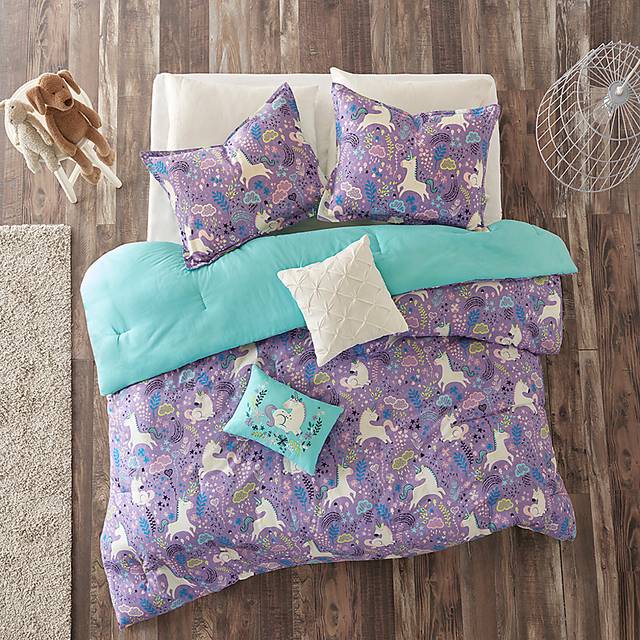 Kids Unicorn Dance Purple 5 Pc Full/Queen Comforter Set - Thumbnail - Image 1