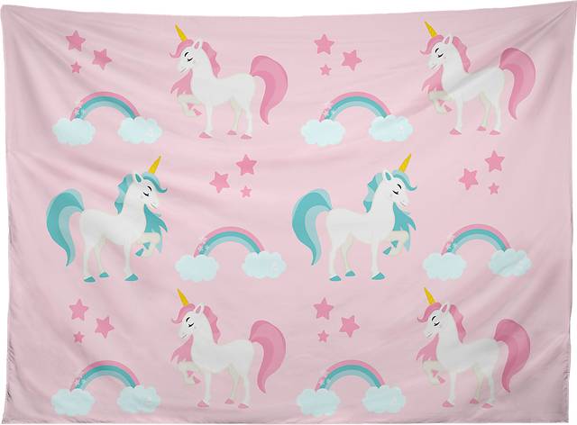 Kids Unicorn Fairytale Pink Tapestry - Thumbnail - Image 1
