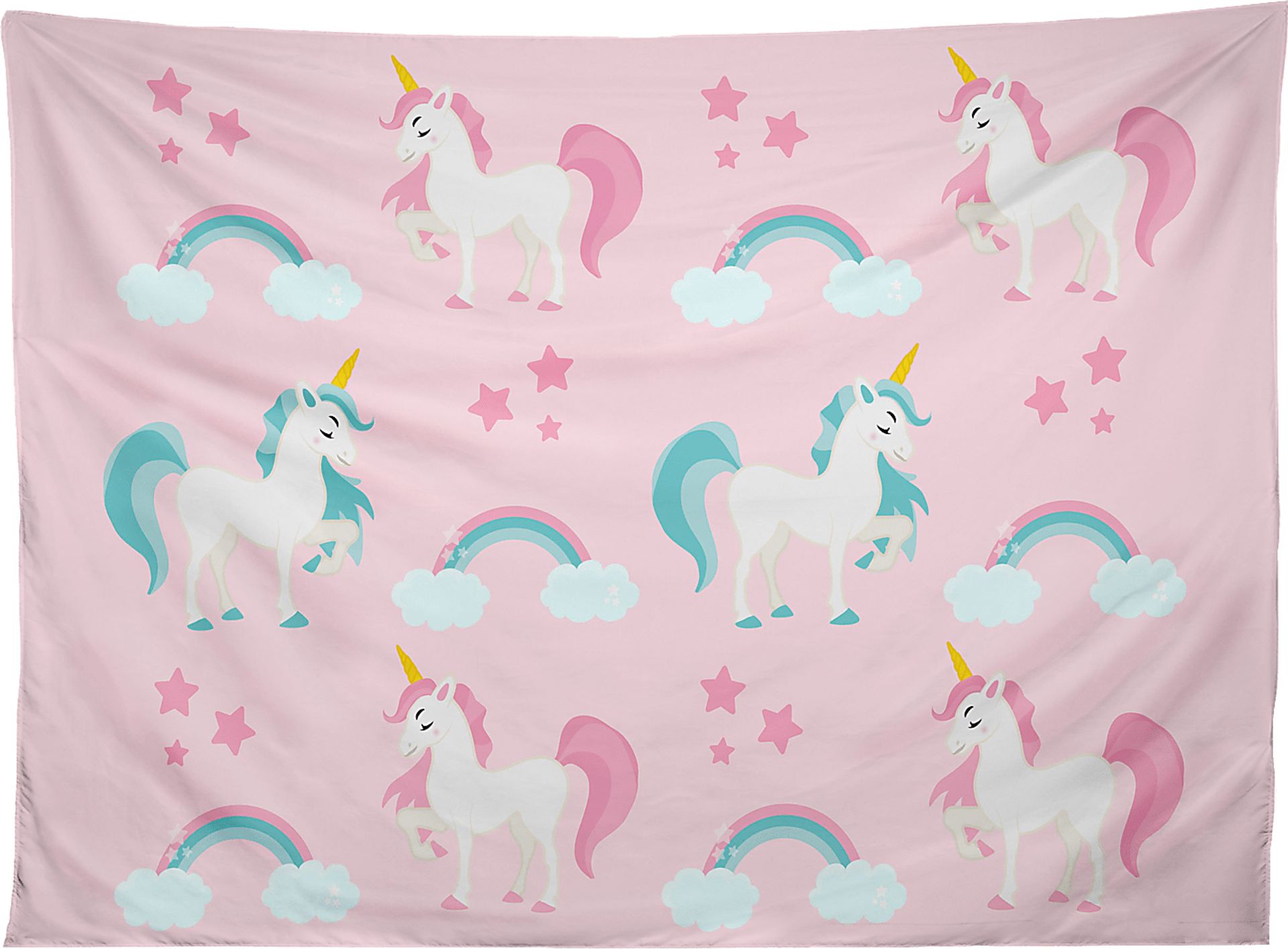 Kids Unicorn Fairytale Pink Tapestry - Image 1