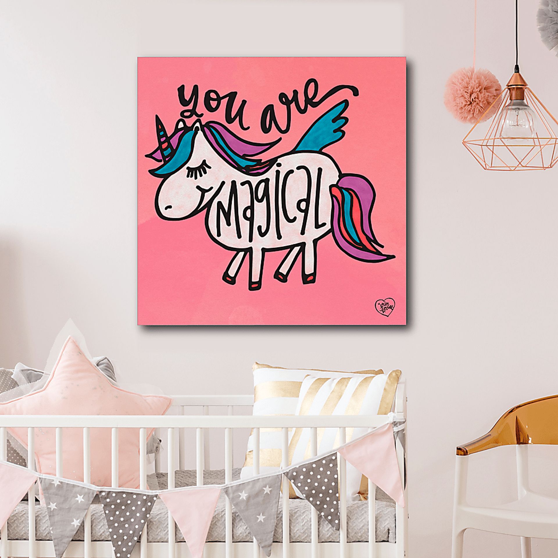Kids Unicorn Flight Pink Artwork - Image 2