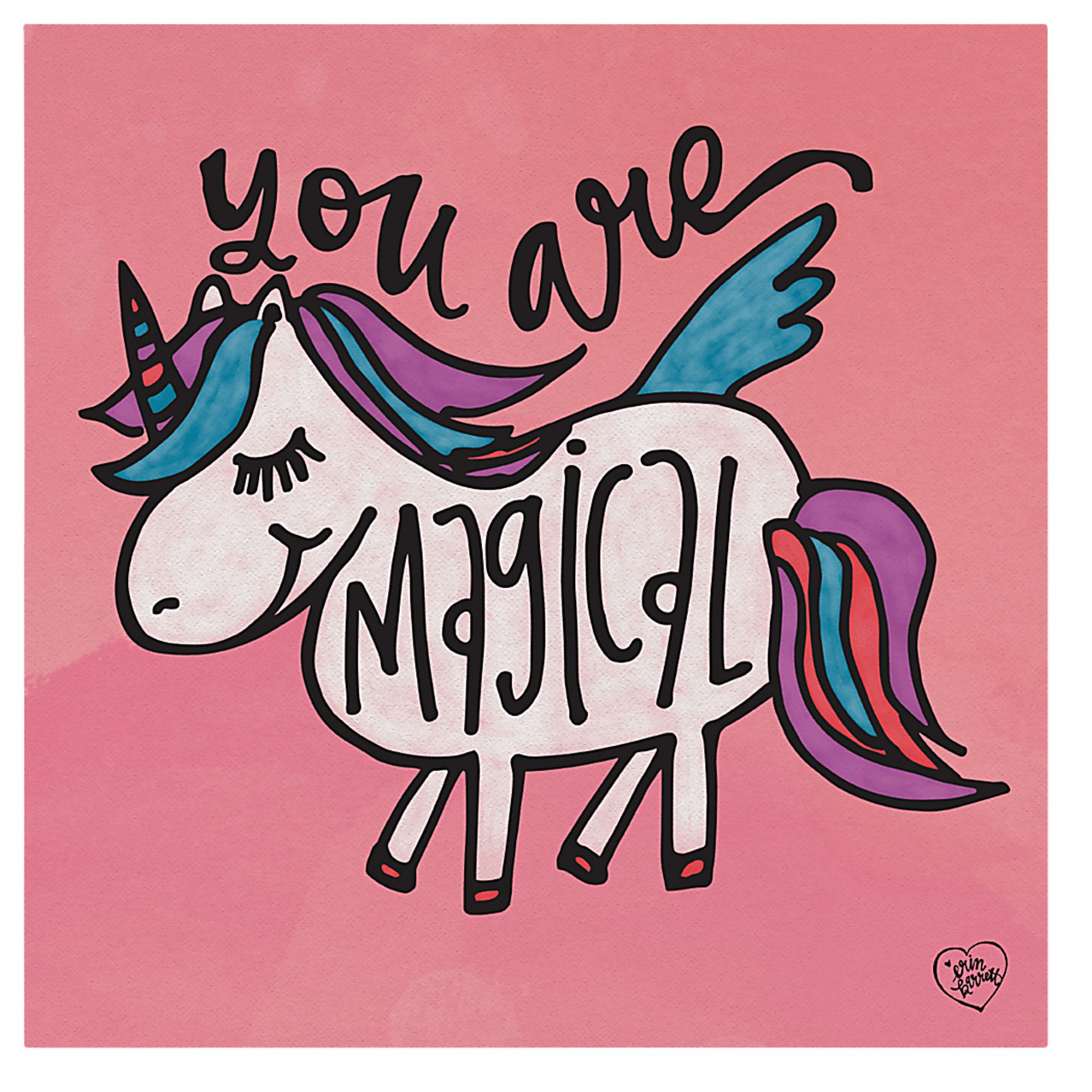 Kids Unicorn Flight Pink Artwork - Image 1