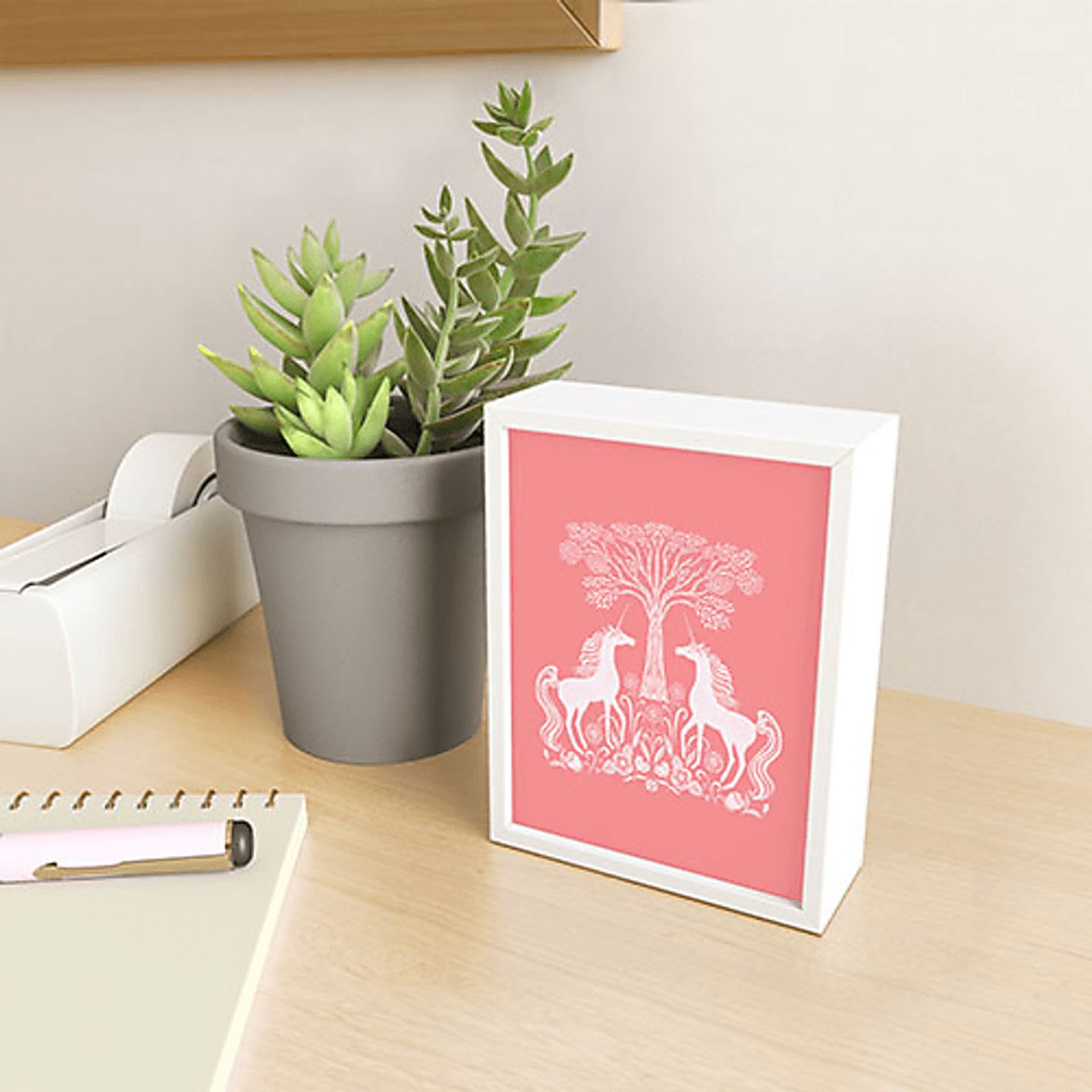 Kids Unicorn Forest Pink Mini Framed Art - Image 2