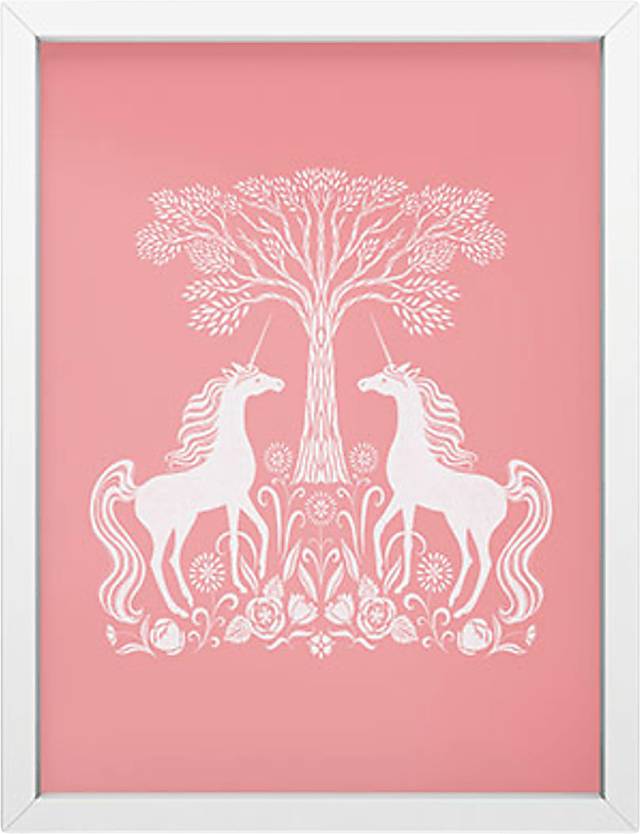 Kids Unicorn Forest Pink Mini Framed Art - Thumbnail - Image 1