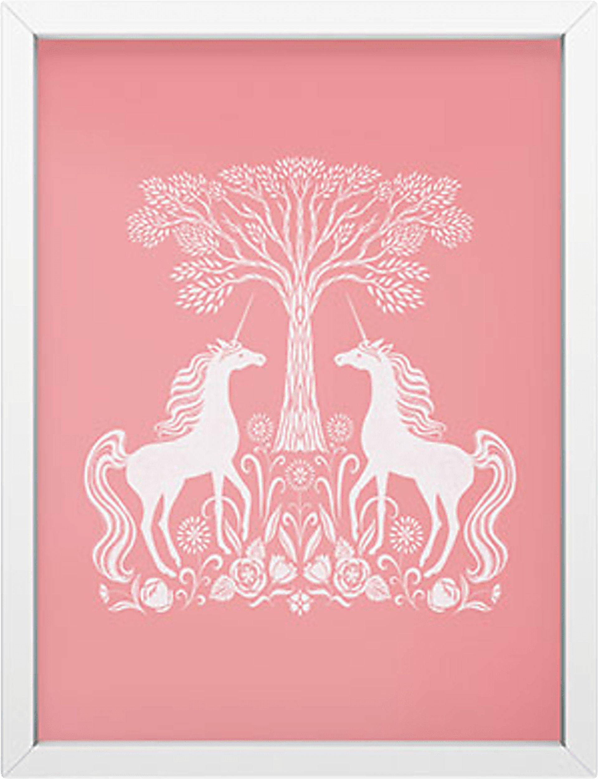 Kids Unicorn Forest Pink Mini Framed Art - Image 1