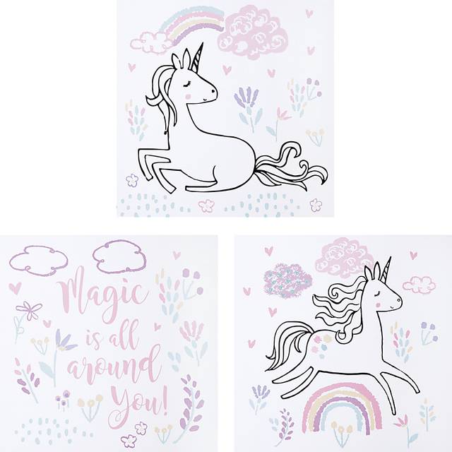 Kids Unicorn Land Pink 3 Pc Artwork - Thumbnail - Image 1