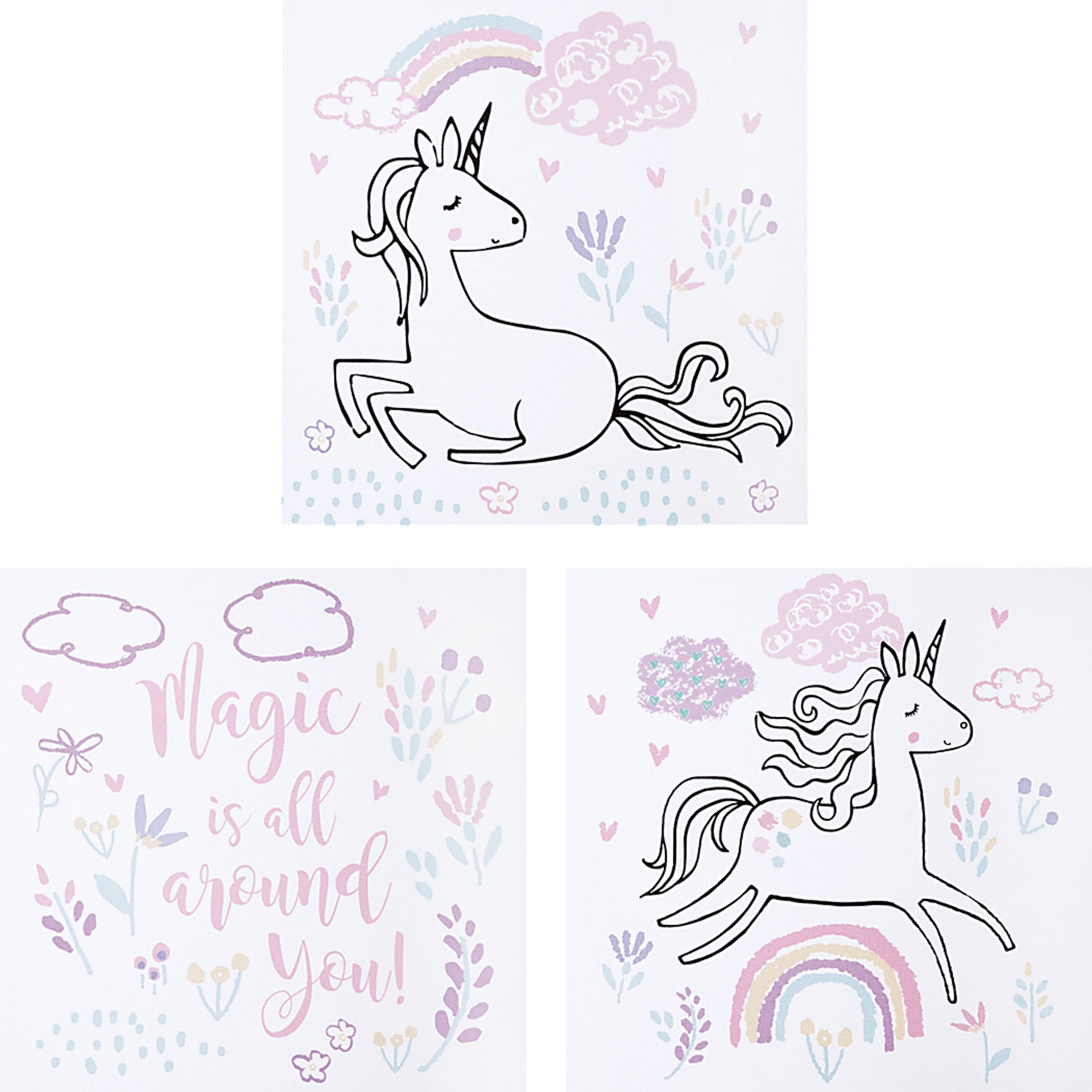 Kids Unicorn Land Pink 3 Pc Artwork - Image 1