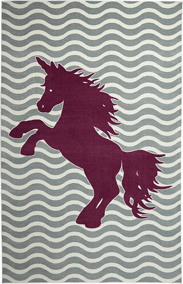 Kids Unicorn Way Gray 5' x 8' Rug - Thumbnail - Image 1