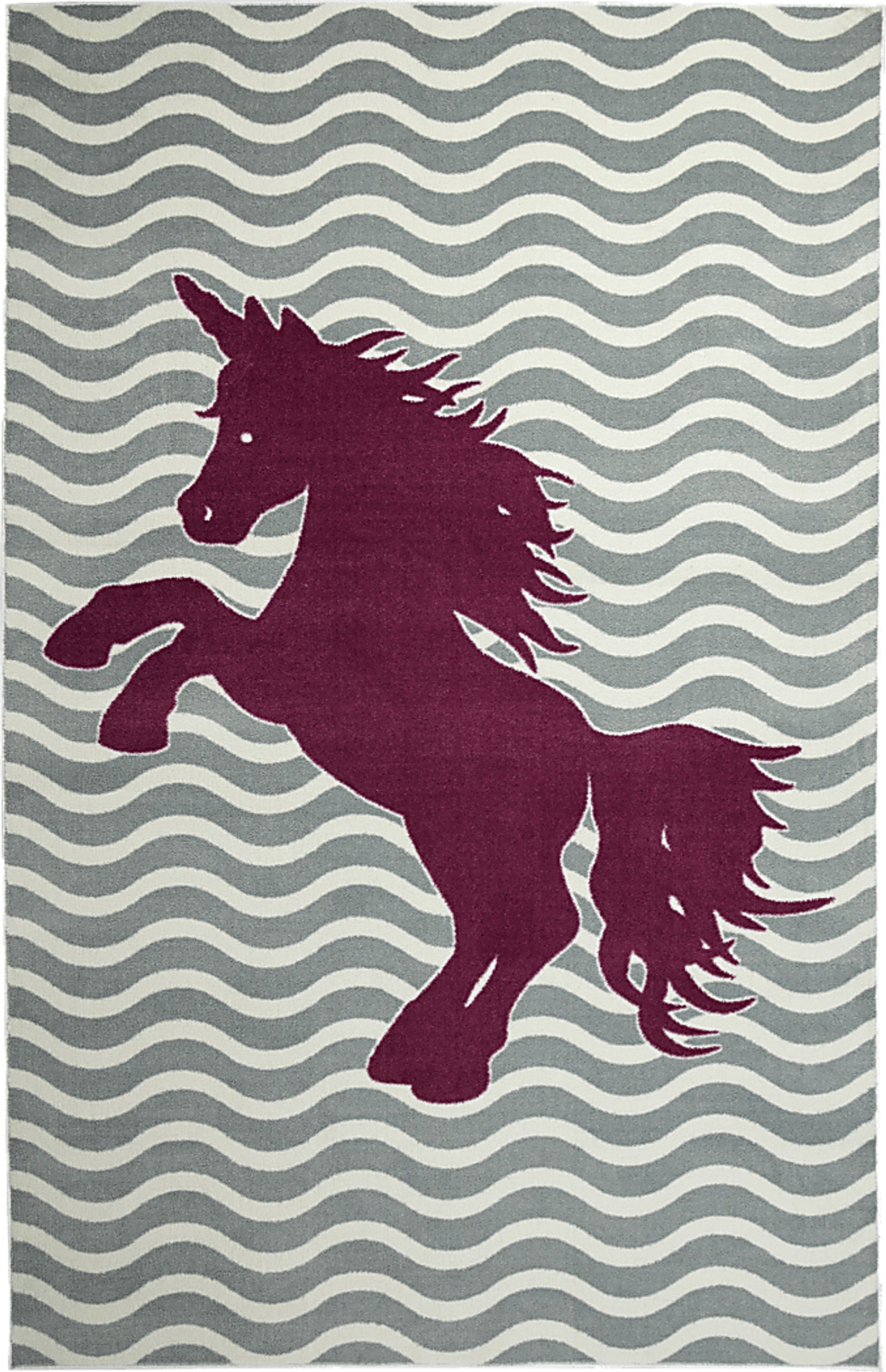 Kids Unicorn Way Gray 5' x 8' Rug - Image 1