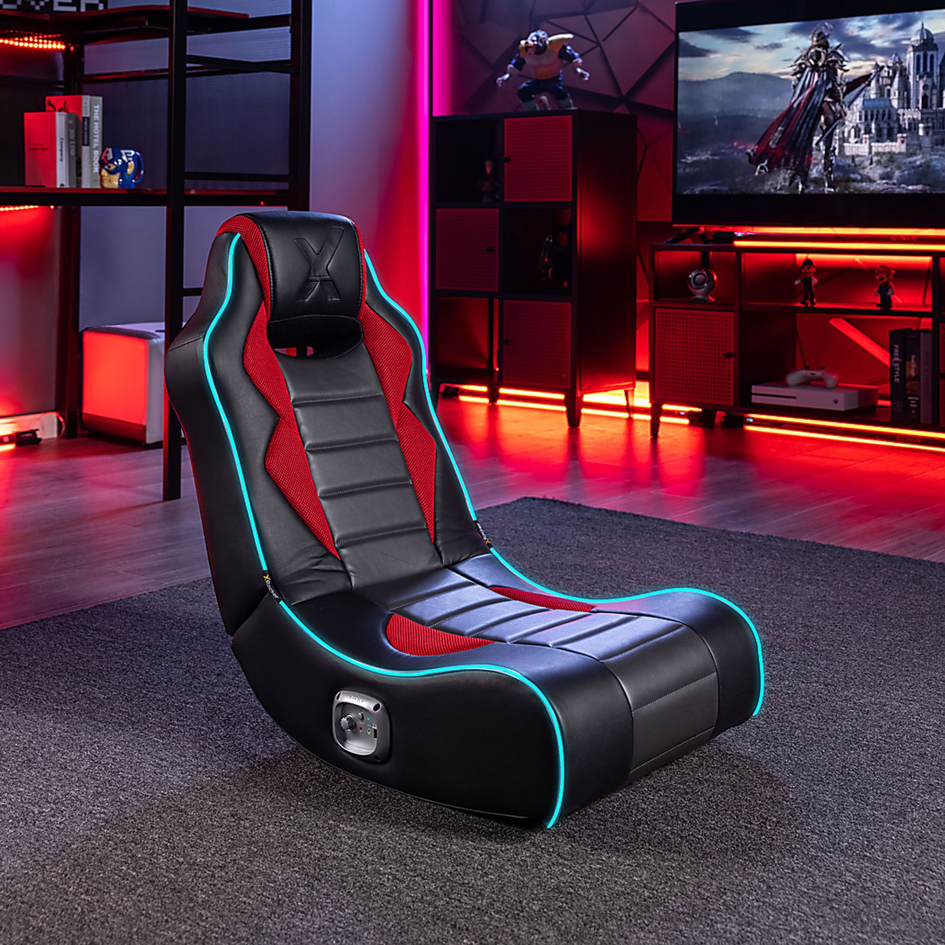 Kids Vahid Black/Red LED Gaming Rocker - Image 2