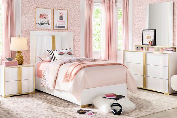 Kids Valentina White Twin Sleigh Bedroom