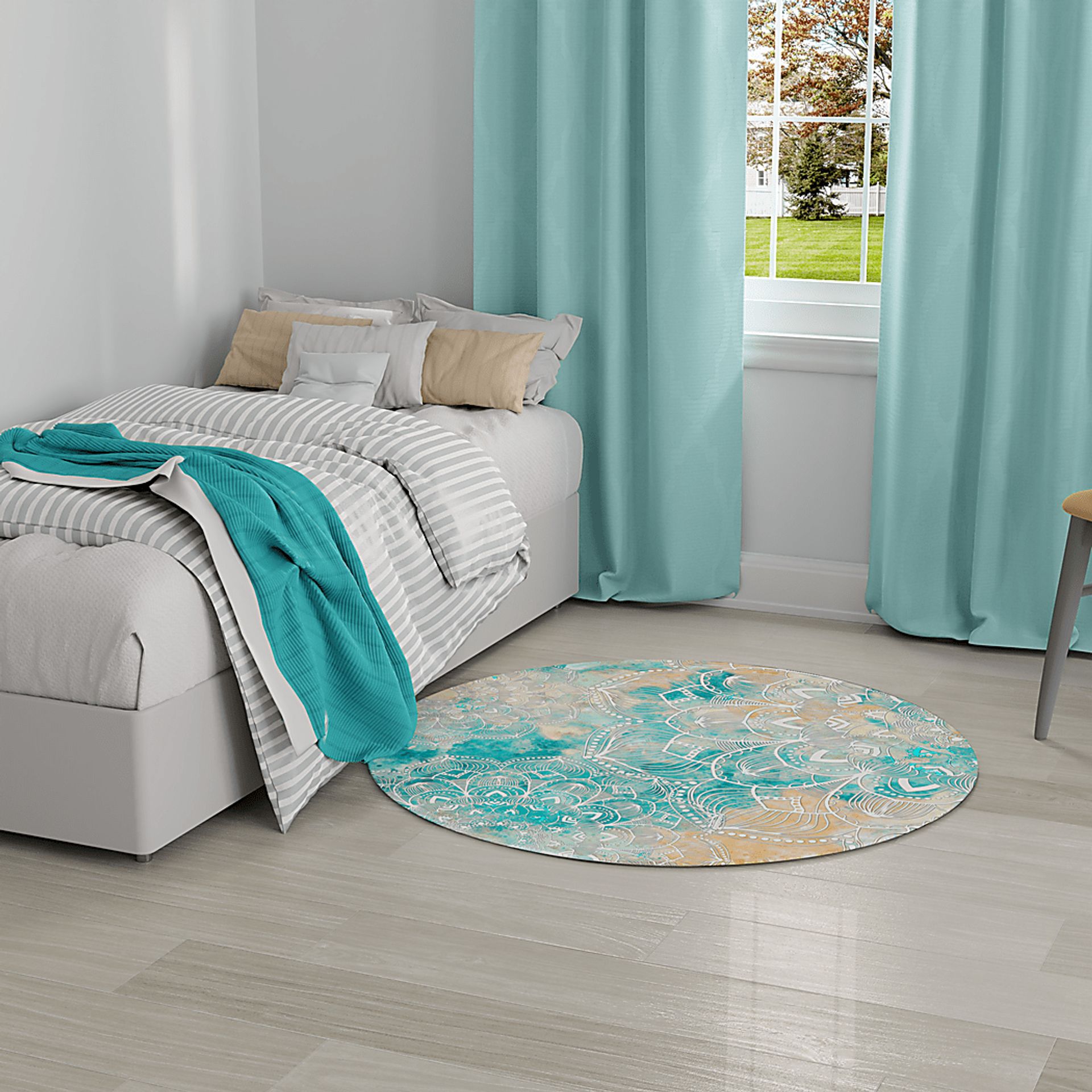 Kids Viggo Teal 5' Round Rug - Image 2