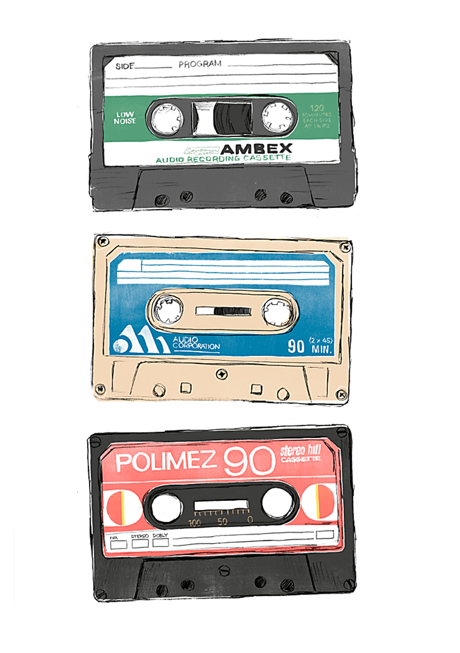 Kids Vintage Cassette White Artwork - Image 1