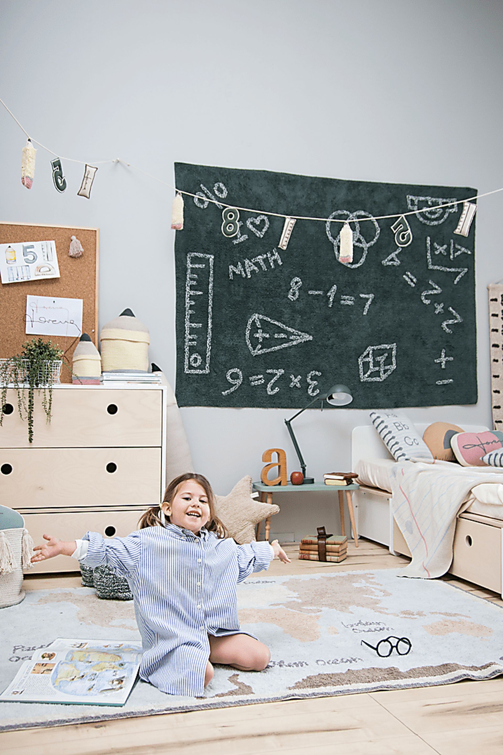 Kids Vintage Map Multi 4'7 x 6'7 Machine Washable Rug - Image 5
