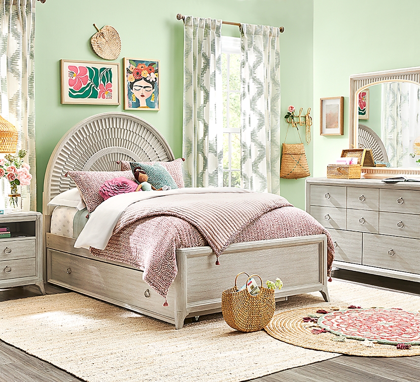 Kids Vivien Wirebrush Gray Full Panel Bedroom