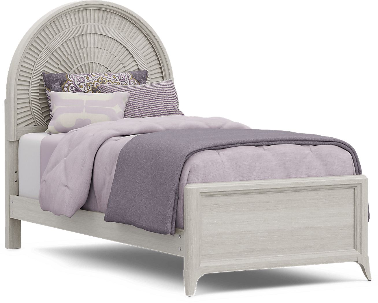 Kids Vivien Wirebrush Gray Twin Panel Bed - Thumbnail 3