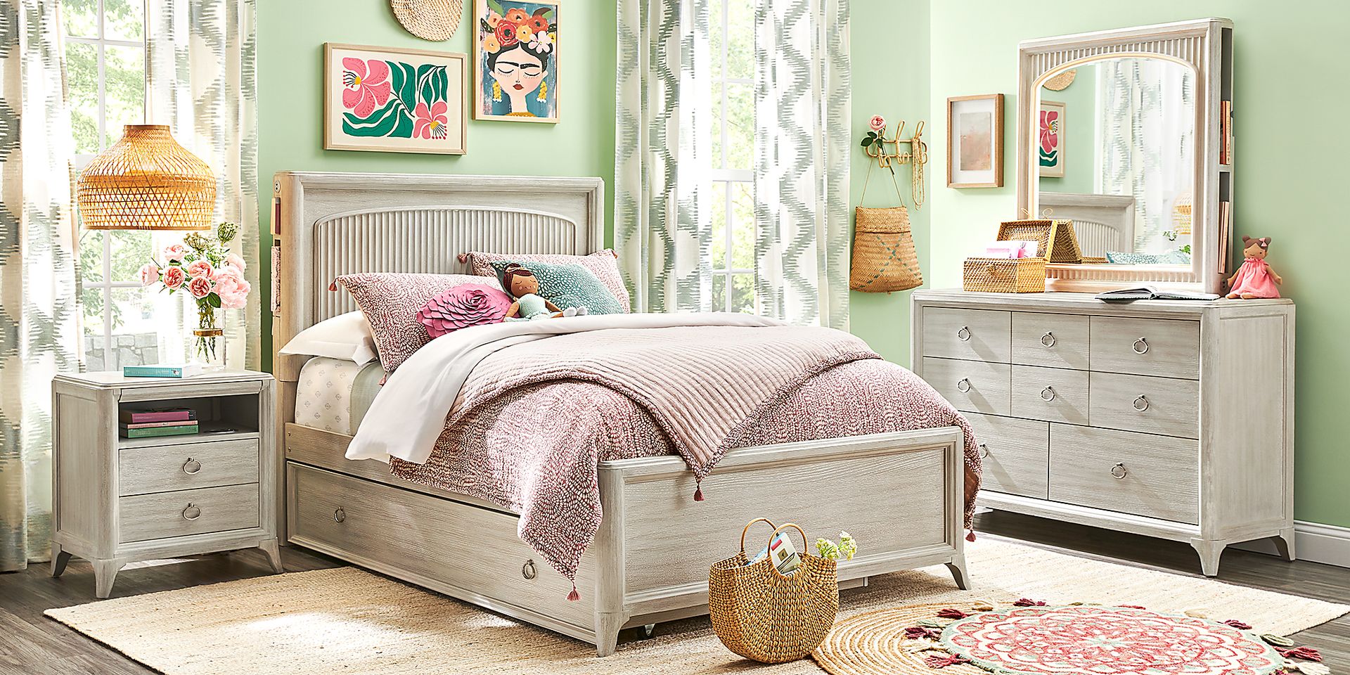 Kids Vivien Wirebrush Gray Full Cubby Bedroom - Image 5