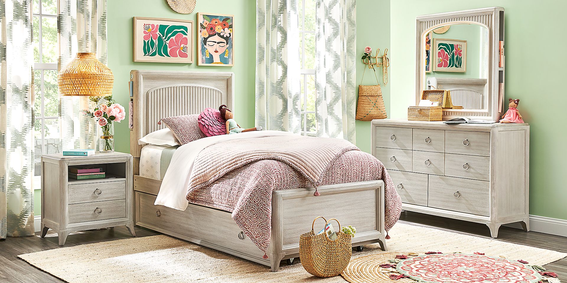 Kids Vivien Wirebrush Gray Twin Cubby Bed - Image 2