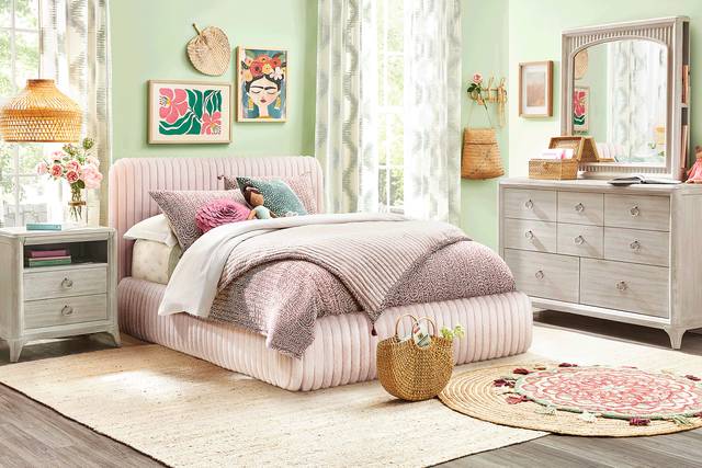 Kids Charlize Pink Twin Upholstered Bed - Thumbnail - Image 2