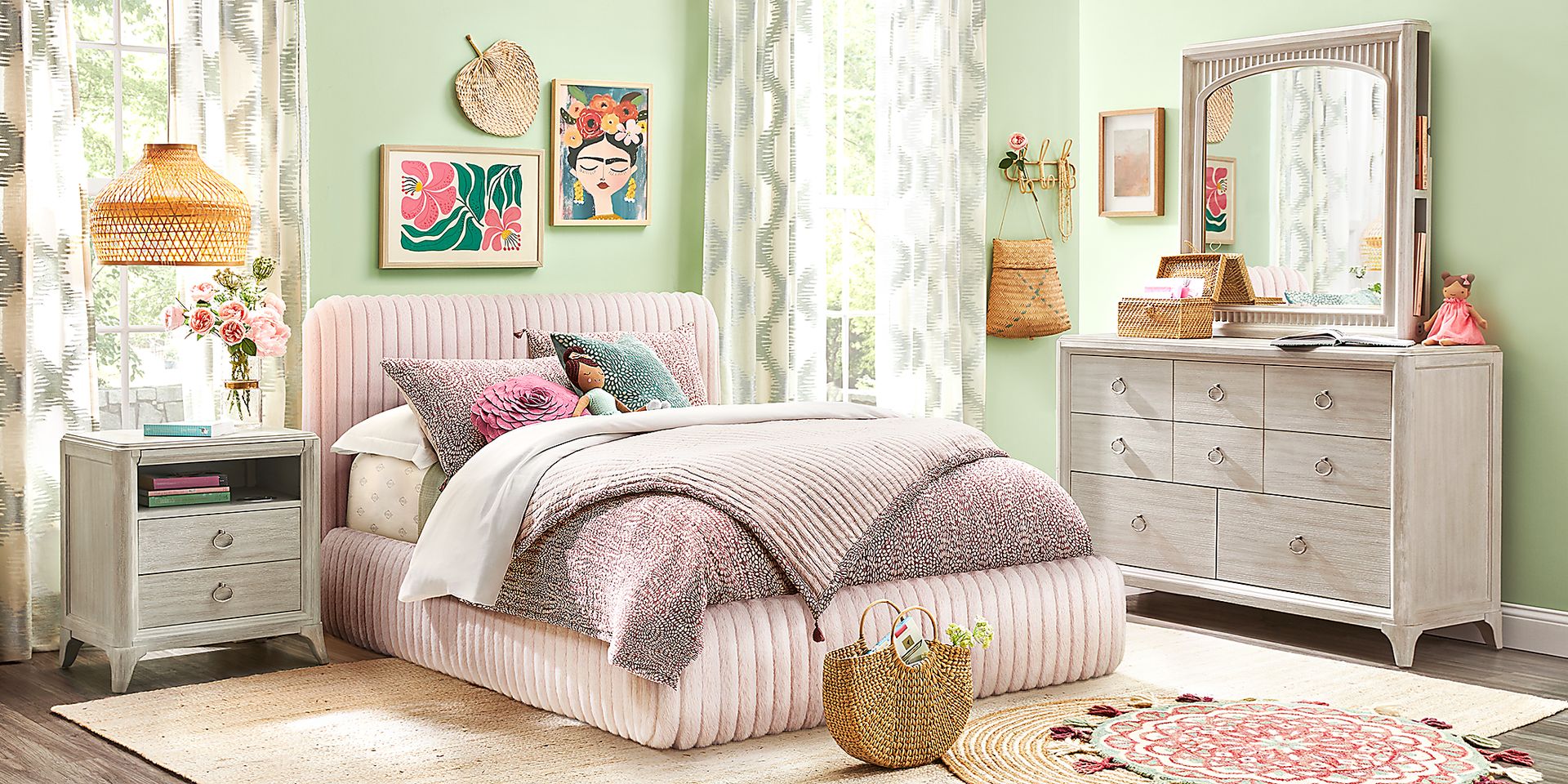 Kids Vivien Wirebrush Gray Full Panel Bedroom - Image 5