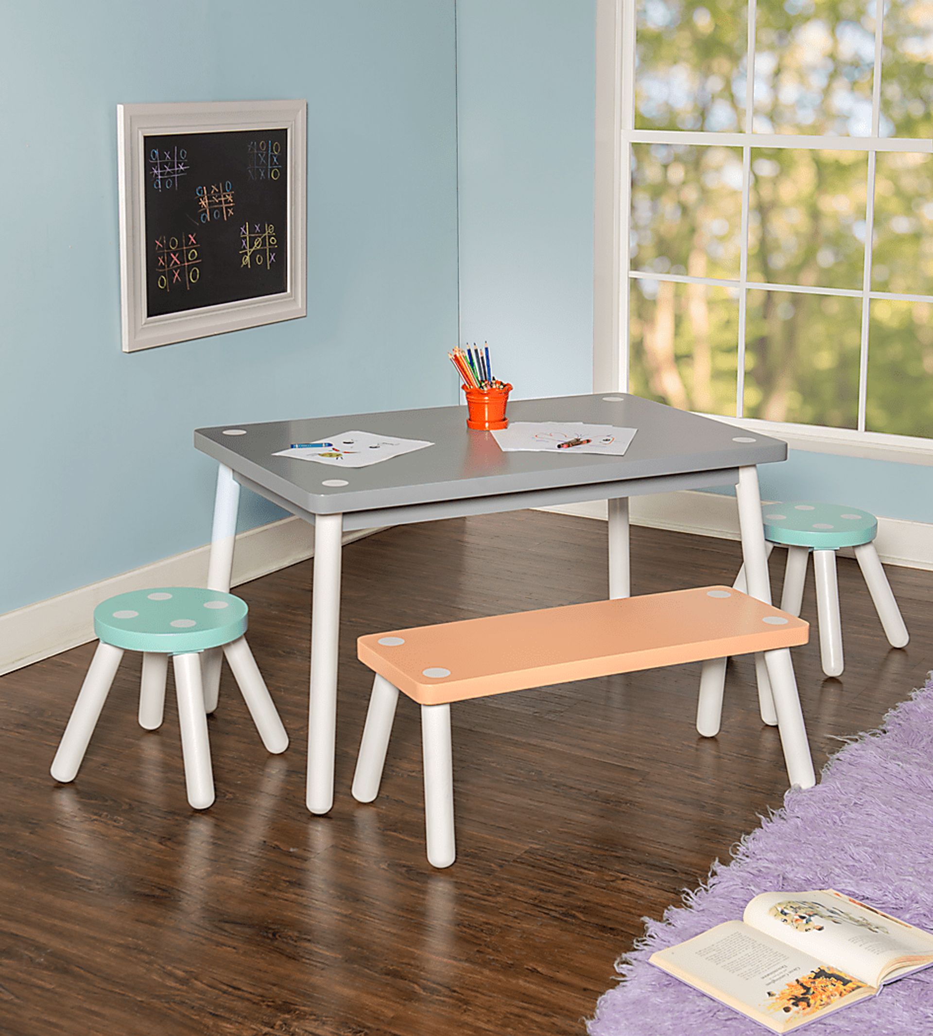 Kids Wafer Gray 4 Pc Table Set - Image 2