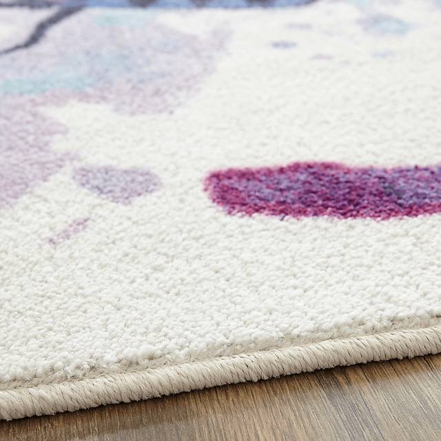 Kids Watercolor Flutter Purple 5' x 8' Rug - Thumbnail - Image 3