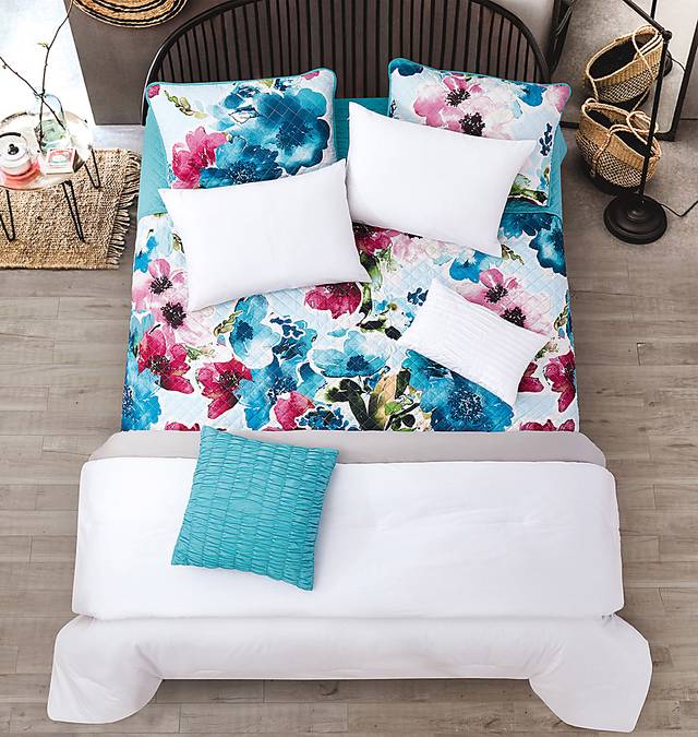 Kids Watercolor Quilt Teal 6 Pc Twin Comforter Set - Thumbnail - Image 2