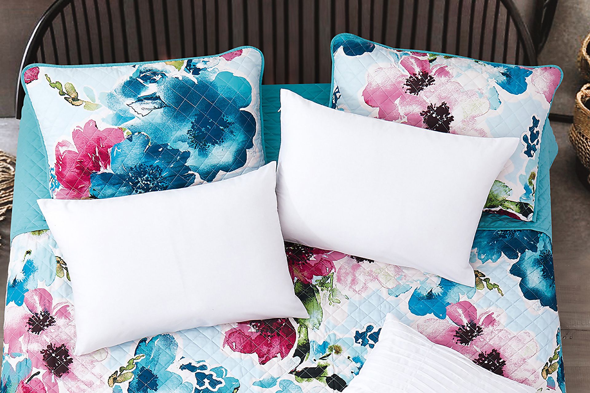 Kids Watercolor Quilt Teal 8 Pc Full/Queen Comforter Set - Image 5