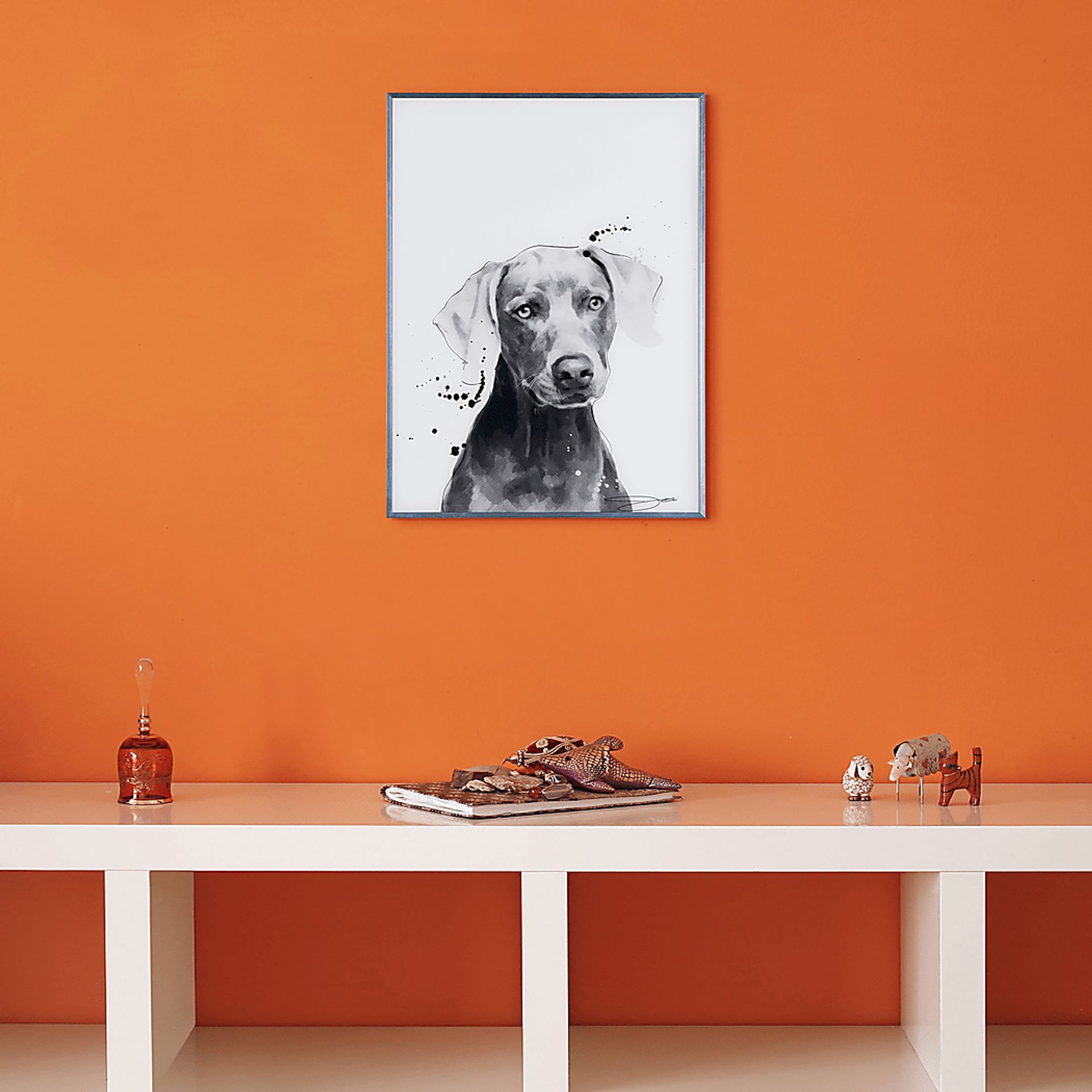 Kids Weimaraner Pup Black Wall Art - Image 4
