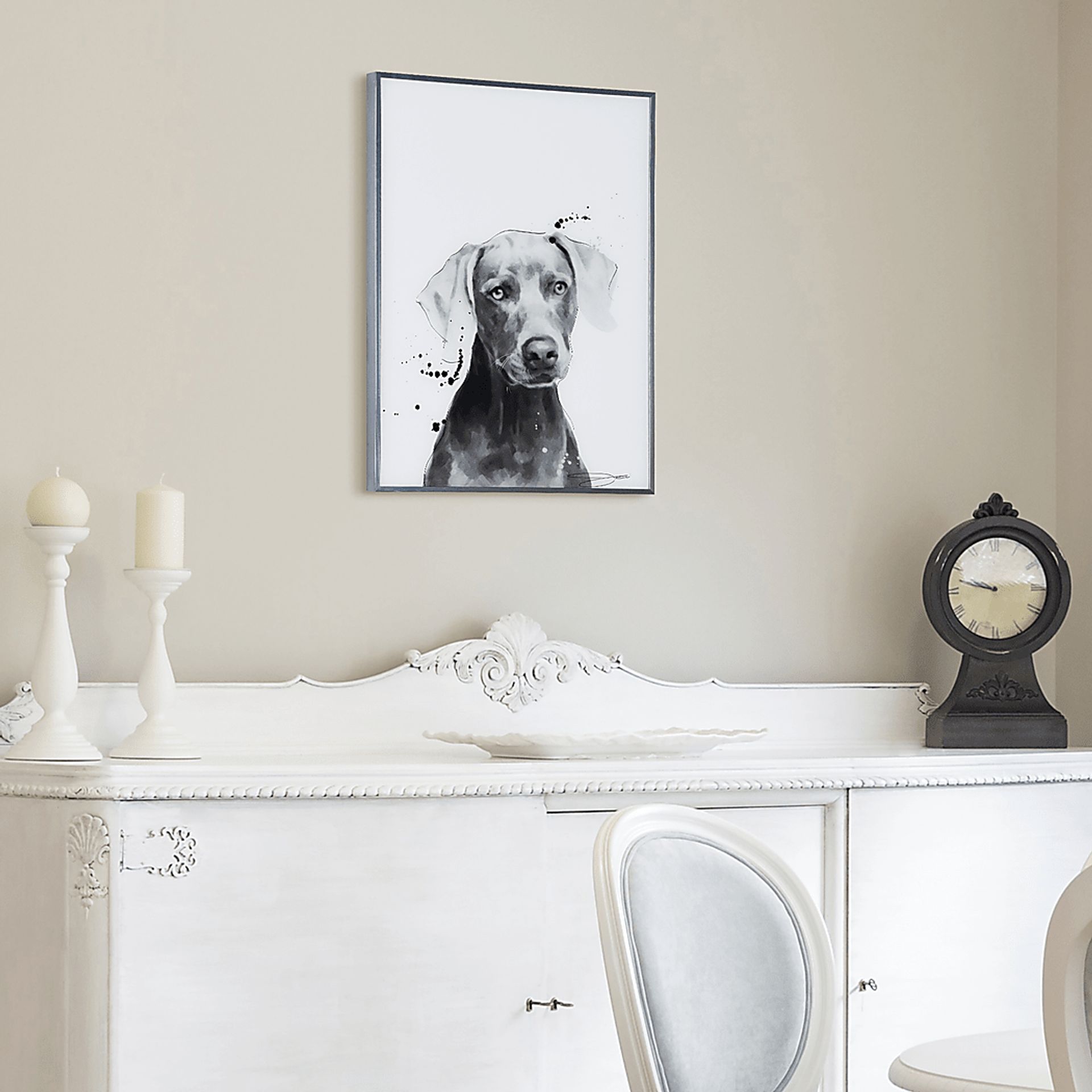 Kids Weimaraner Pup Black Wall Art - Image 6