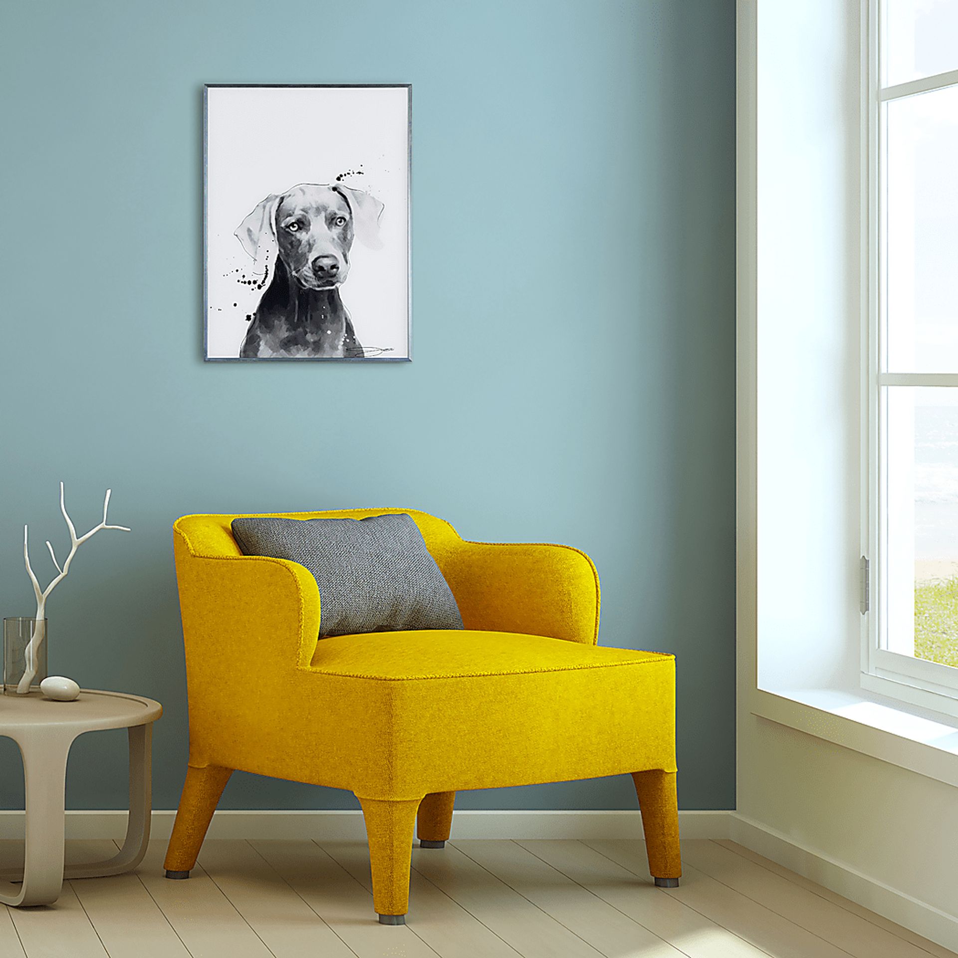 Kids Weimaraner Pup Black Wall Art - Image 7