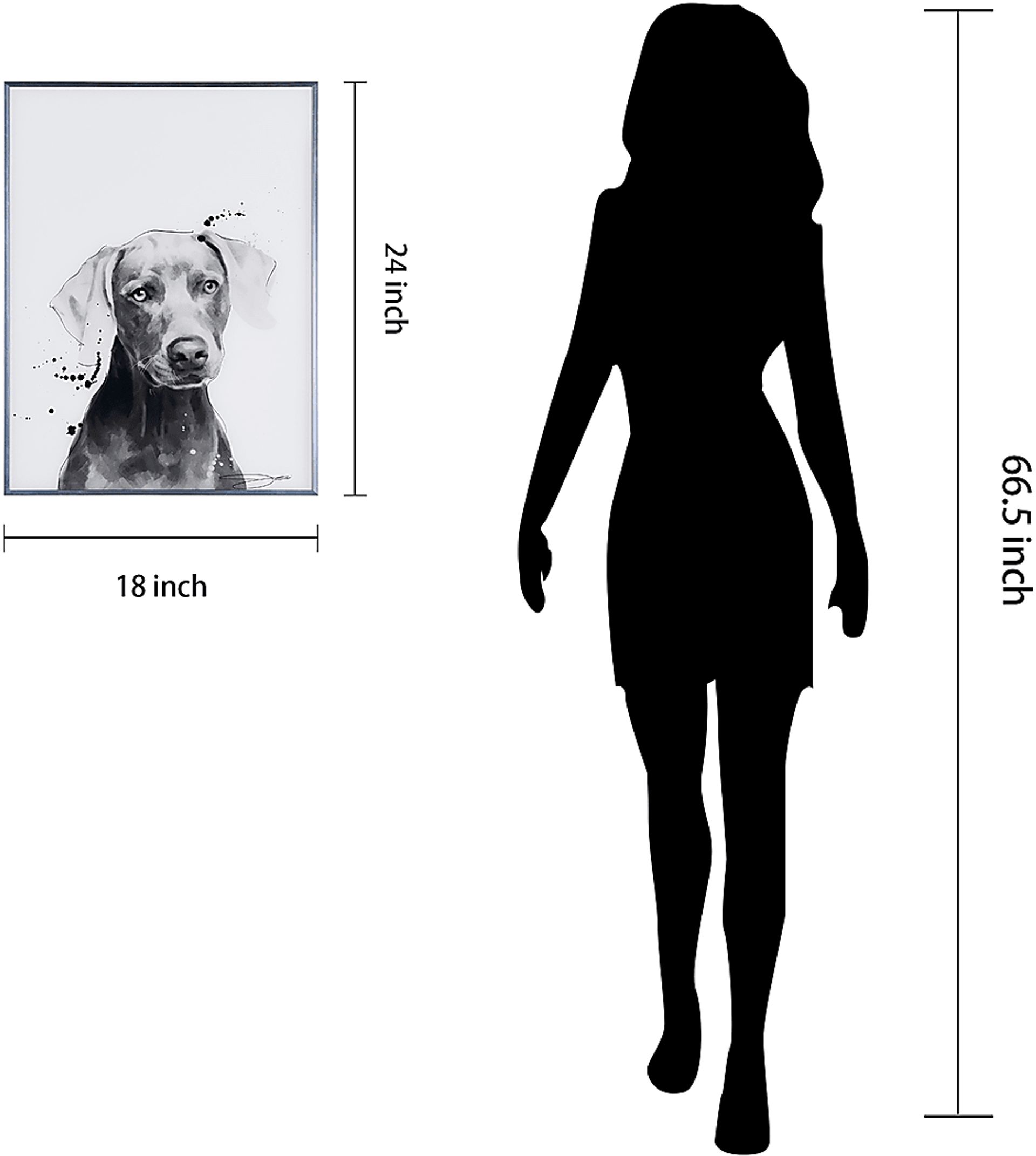 Kids Weimaraner Pup Black Wall Art - Image 8