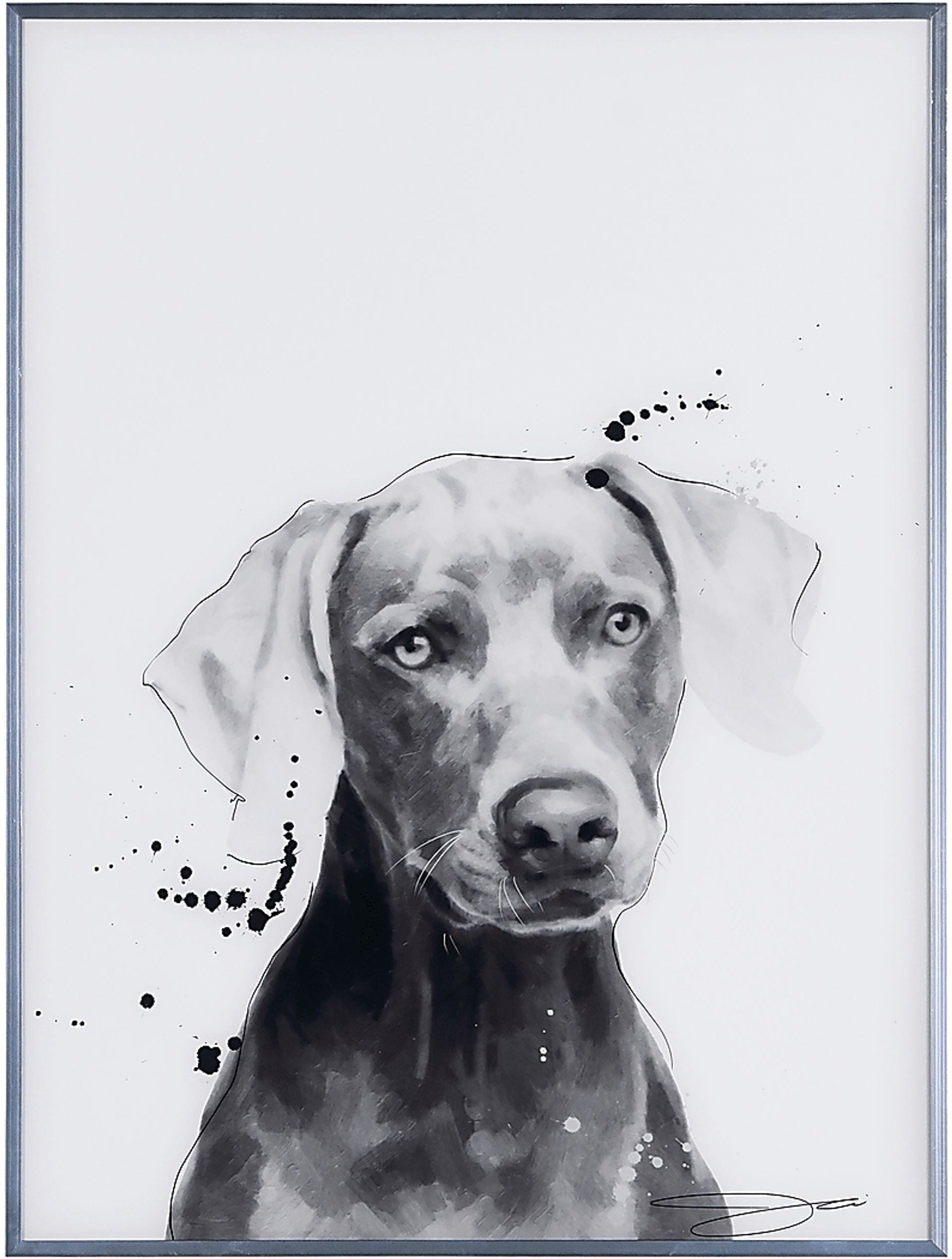 Kids Weimaraner Pup Black Wall Art - Image 1